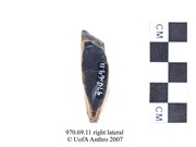 Right lateral view of a split pebbleUniversity of Alberta, Department of Anthropology