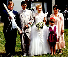 Bride and Groom at churchyard